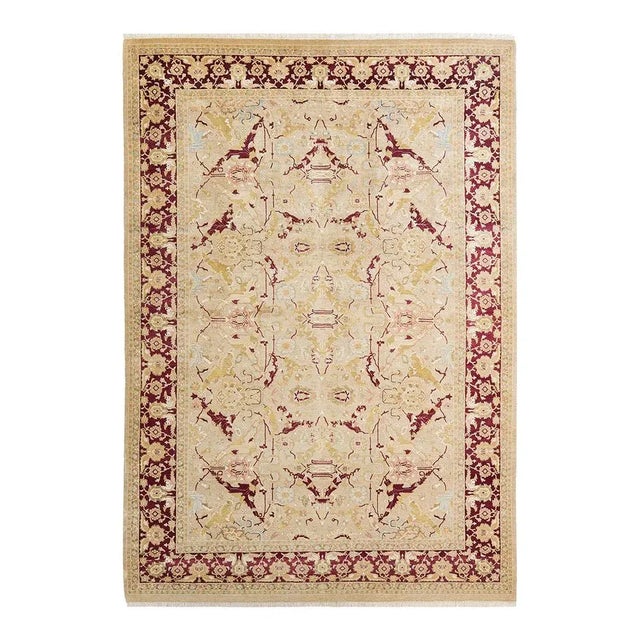 Mogul Collection Hand-Knotted Area Rug - Yellow 6' 2" x 9' 1" For Sale - Image 4 of 4