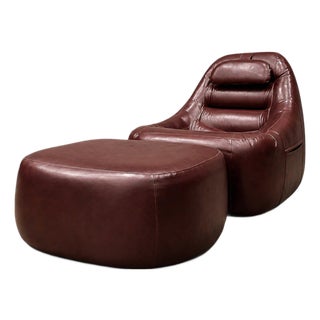 Mp-113 Lounge Chair With Ottoman in Original Faux Leather by Percival Lafer, Brasil, 1970s For Sale