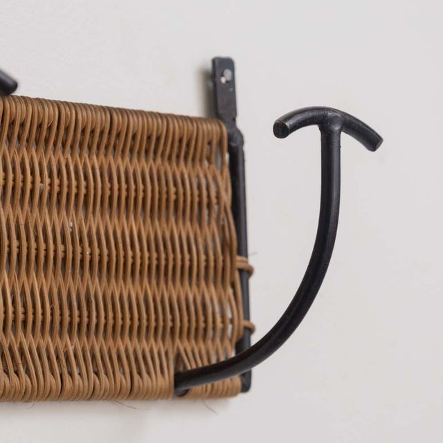 Wood 1950s French Wicker and Iron Wall Hook For Sale - Image 7 of 9
