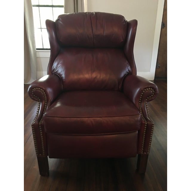 Hancock & Moore Addison Bustle Back Ball & Claw Recliner in Red Leather