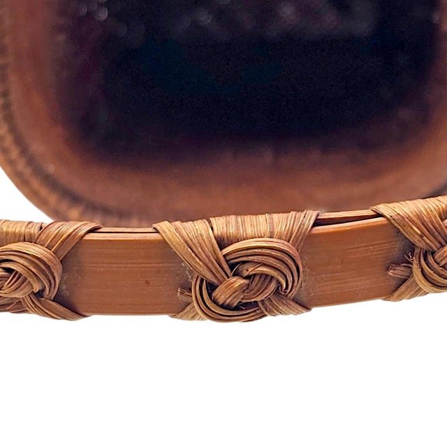 Wood Late 20th Century Japanese Woven Bamboo Hozan Style Ikebana Basket For Sale - Image 7 of 11