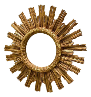 Large Sunburst Mirror in Gilded Wood, 1960