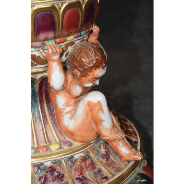 Italian Rare Italian Capodimonte Porcelain Tall Floor Lamp With Cherubs and Figures For Sale - Image 3 of 11