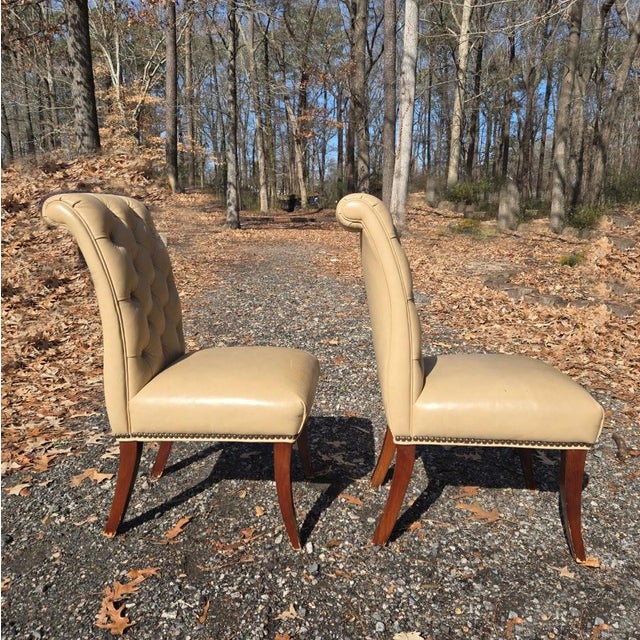 Late 20th Century Hancock and Moore Leather Dining Chairs and Bench For Sale - Image 6 of 8