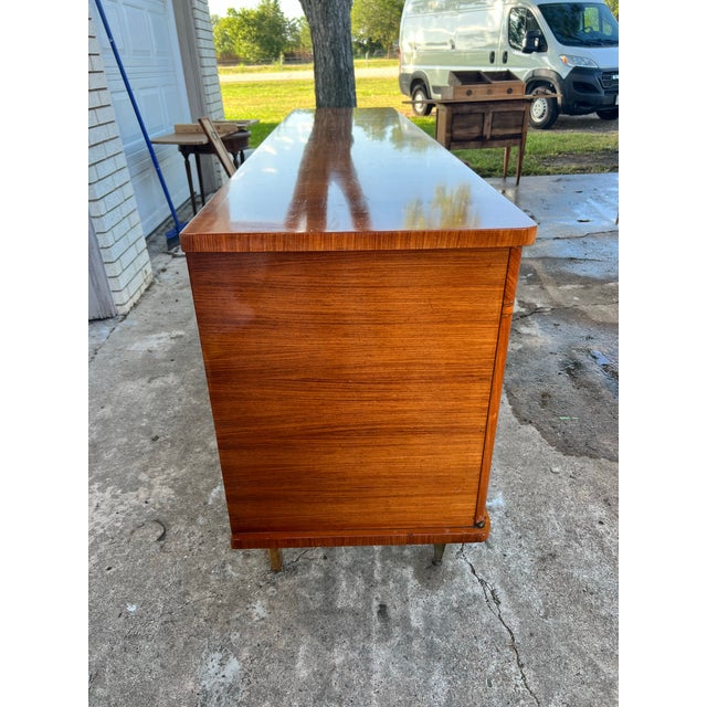 Brass French Mid-Century Modern 1955's Mahogany 5 Door Sideboard For Sale - Image 8 of 12