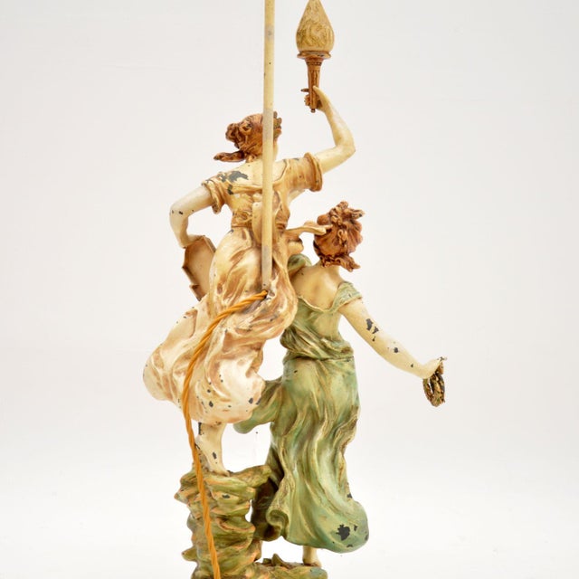 Art Nouveau Table Lamp by L & F Moreau, 1890s For Sale - Image 4 of 11