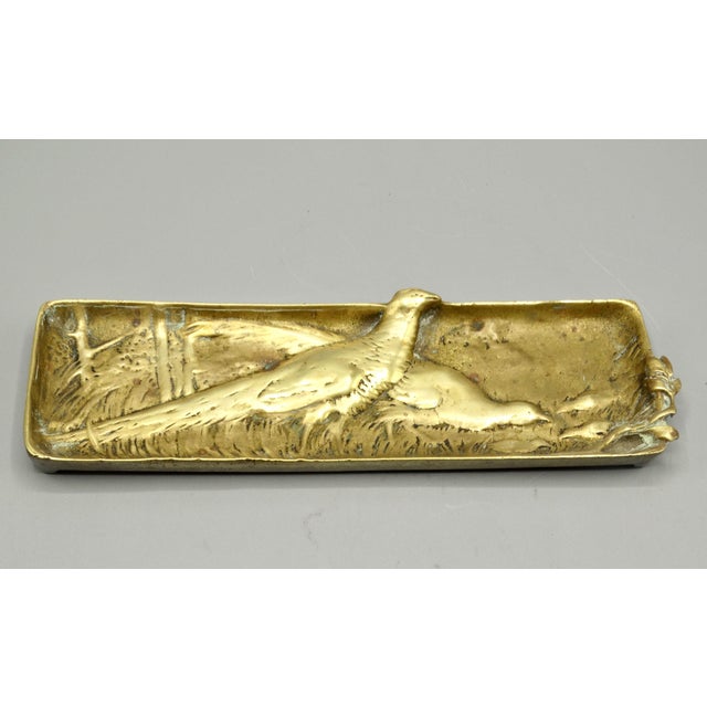 Antique French Gilded Bronze Pen Tray With Game Birds For Sale - Image 6 of 8