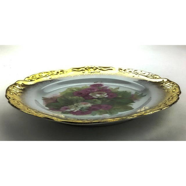 Antique Roses Desert Plate Gold Rimmed For Sale - Image 4 of 10