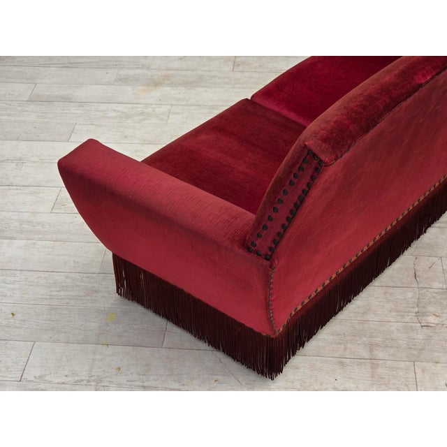 Danish 2-Seater Sofa in Red Furniture Velour, 1970s For Sale - Image 10 of 14