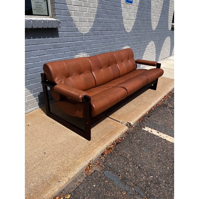 Percival Lafer Percival Lafer Brazilian Rosewood & Leather Sofa, Circa 1960s For Sale - Image 4 of 17