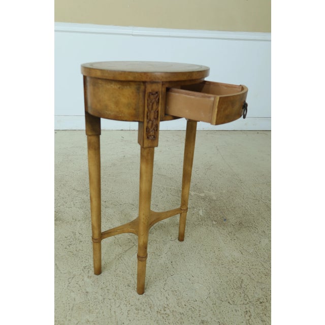 Animal Skin Leather Wrapped 1 Drawer Occasional Table or Nightstand For Sale - Image 7 of 10
