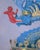 Protector of The House by Elena Burykina | Oil on panel Blue dragon with a red figure in its mouth. For Sale - Image 4 of 5