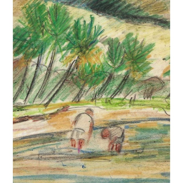 Grace Spongberg (American, 1906-1992) "Waiamae [sic] Park and Beach" oil pastel on paper, titled and estate stamp on...