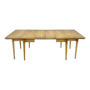1960s Ufm Traditional Solid Ash Drop Leaf Extension Dining Table