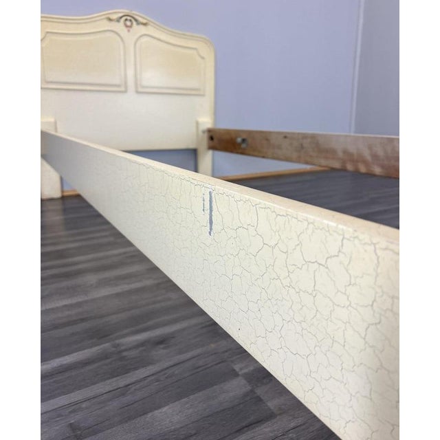 Vintage French Single Bed Frame with Carved Headboard For Sale - Image 9 of 16