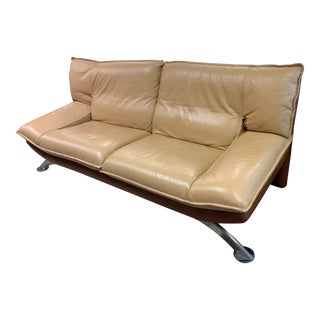 Post Modern Style Italian Leather Sofa Nicoletti For Sale