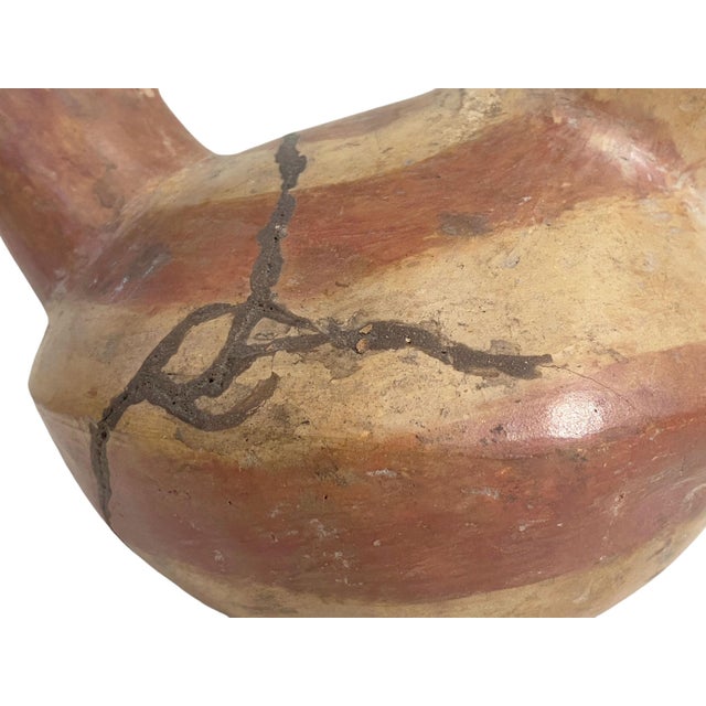 Sculpture Materials Old Pre-Columbian Style Inca Culture Clay Vessel Bird With Stirrup Spout Jar 6.5" H For Sale - Image 7 of 8
