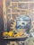 Stunning Original Impressionist Still Life painting on canvas, featuring blue and white chinoiserie pottery with yellow...