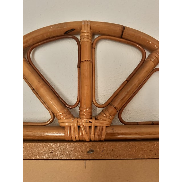 Arched Demi-Lune Console in Rattan and Bamboo with Mirror from Vivai del Sud, Italy, 1960s For Sale - Image 11 of 14
