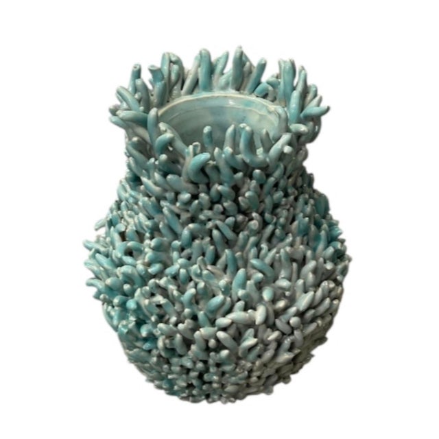 Ceramic Vintage Italian Hand-Crafted Turquoise Coral For Sale - Image 7 of 12