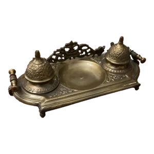 Brass Double Inkwell Standish