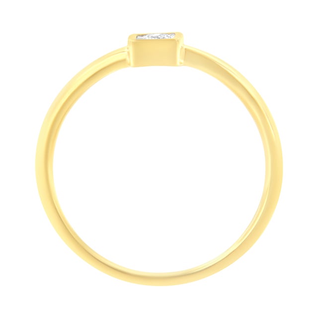 14K Yellow Gold Plated .925 Sterling Silver 1/20 cttw Miracle Set Diamond Promise Ring (J-K Color, I1-I2 Clarity) - Size 6 For Sale - Image 4 of 7