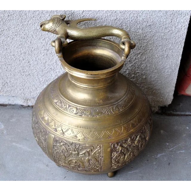 Antique Sri Lankan Brass Ceremonial Temple Water Vessel With