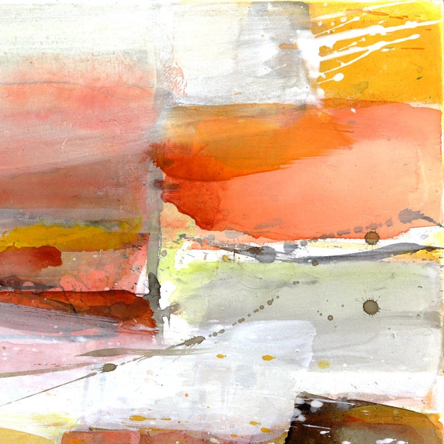 Abstract Sunset - Bright Layered Abstract Colorfield Painting Original Artwork by Greet Helsen For Sale - Image 3 of 9