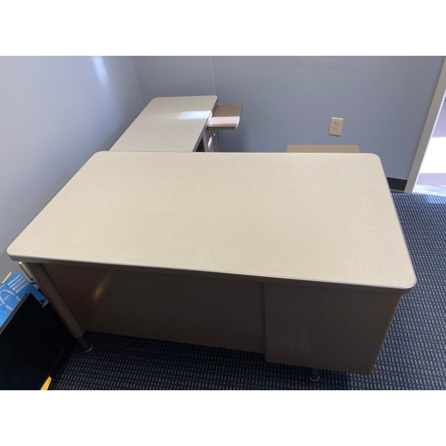 1950s Steelcase Tanker Desk With Return Chairish