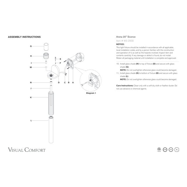 Windsor Smith for Visual Comfort Signature Arena 20" Sconce in Hand-Rubbed Antique Brass with White Ribbed Glass For Sale - Image 9 of 9