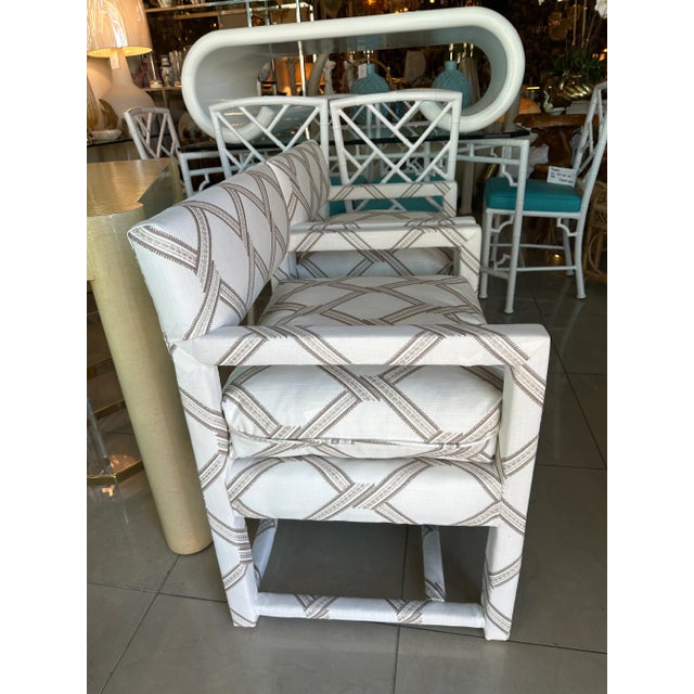 Vintage Pair of Newly Upholstered Palm Beach Club Parsons Arm Chairs Armchairs For Sale - Image 12 of 13