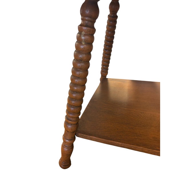 Wood Vintage Oak Barley Twist Side Table With Lower Shelf For Sale - Image 7 of 7