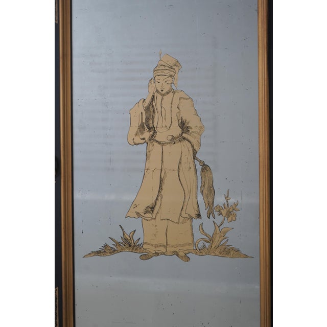Gold Ej Victor Chinoiserie Eglomise Mirror Door Bar Cabinet For Sale - Image 8 of 18