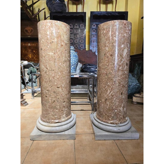 Stone Breccia Marble Columns, 1780s, Set of 2 For Sale - Image 7 of 12