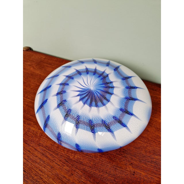 Mid-Century Modern Blue and White Murano Glass Ceiling Light, Italy, 1970s For Sale - Image 3 of 16