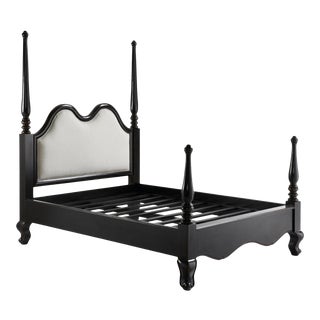 New Louis XV Style Black Ebonized Mahogany Queen Bed For Sale