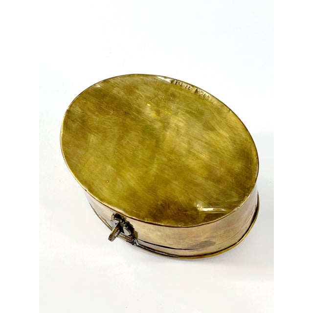 Bone Vintage Brass Trinket Box With Natural Horn Cabochon For Sale - Image 7 of 10