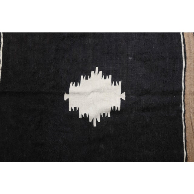 Vintage Turkish Hand-Knotted Wool Cotton Brown Kilim Area Rug For Sale - Image 9 of 11