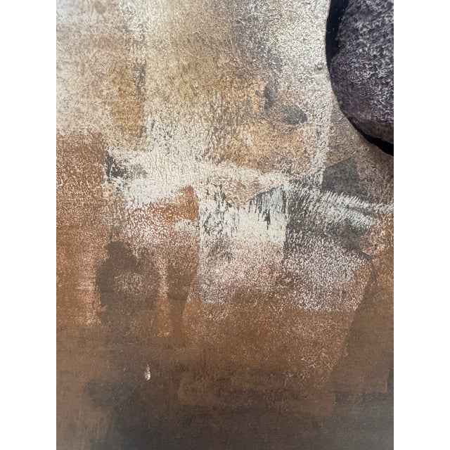 Metal Vintage Organic Painted Wall Sculpture With Emerging Rocks For Sale - Image 7 of 12