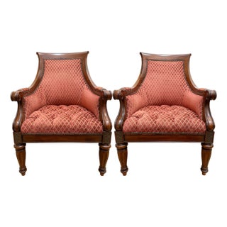 Thomasville Ernest Hemingway Anson Tufted Chairs - A Pair For Sale