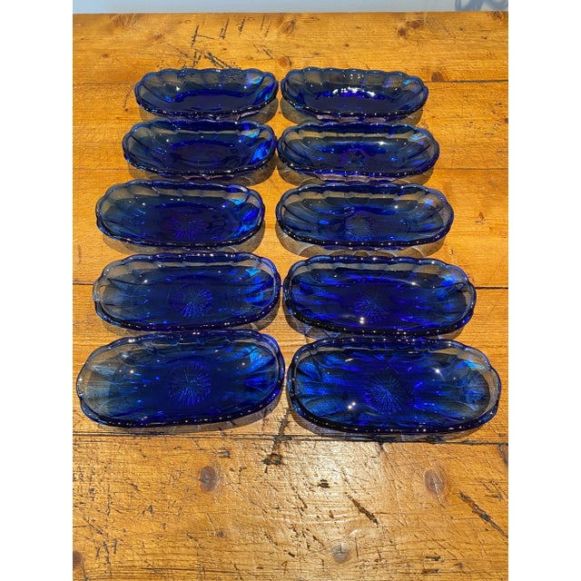Vintage Mid 20th Century Anchor Hocking Cobalt Blue Banana Split Dishes- Set of 10 For Sale In Portland, OR - Image 6 of 6