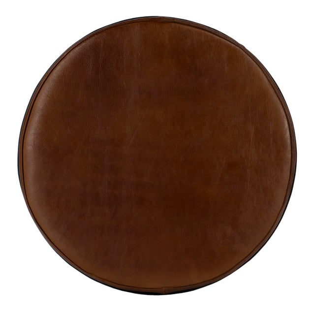 Brown Clyde Leather 25" Adjustable Bar Stool, Medium Brown For Sale - Image 8 of 9