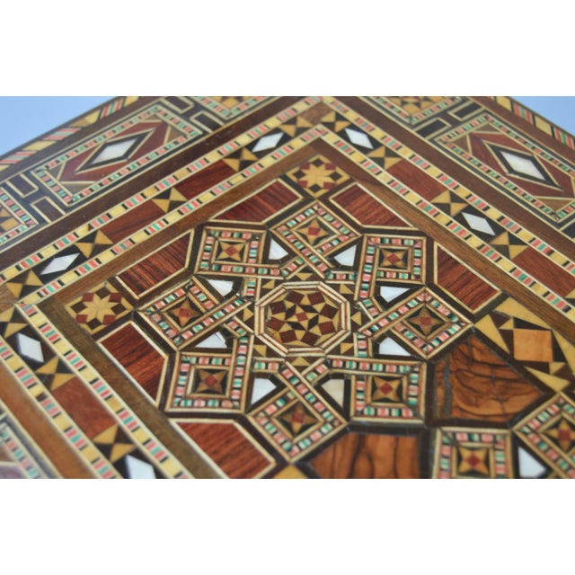 Mid 20th Century Handmade Astral-Patterned Mother-of-Pearl Inlaid Damascene Box For Sale - Image 11 of 14