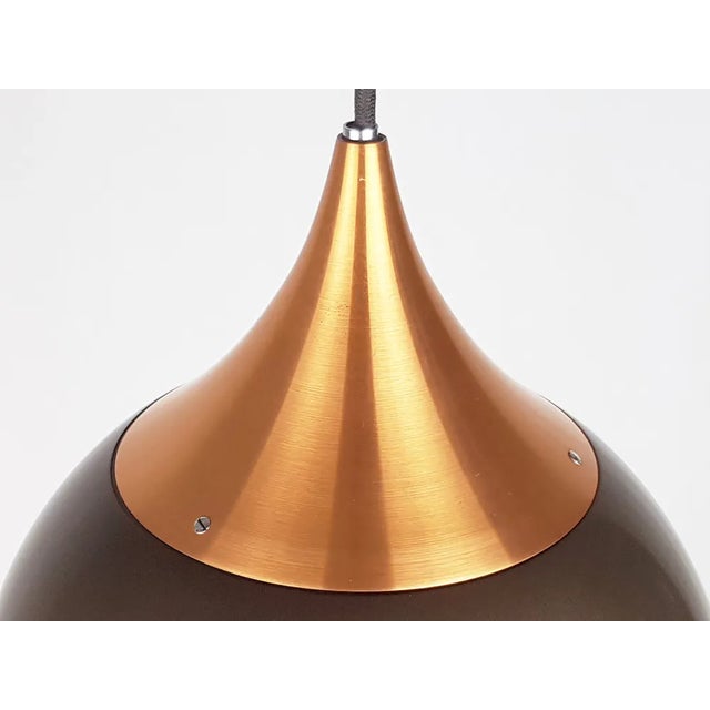 Mid-Century Modern Italian Brown Metal, Copper and Glass Pendant Lamp by Bruno Gatta for Stilnovo, 1960s For Sale - Image 3 of 13