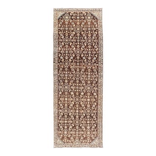 Vintage Persian Mahal Runner With All-Over Herati Design in Brown For Sale