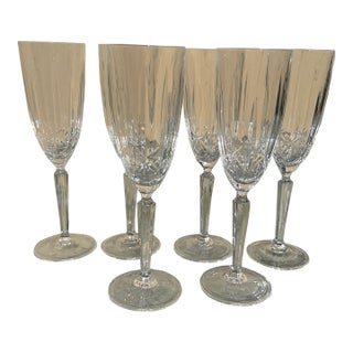 1990s Modern Waterford Marquis Sparkle Champagne Flutes - Set of 6 For Sale