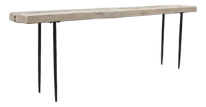 Vintage Elmwood Console Table With Metal Legs