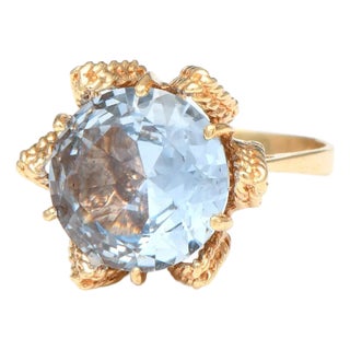 14KY Vintage Synthetic Blue Spinel Ring, size 6.5 For Sale