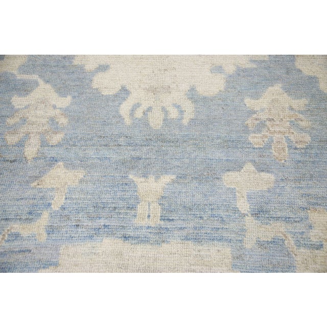 Turkish 21st Century Oriental Hand Knotted Blue Gray Turkish Oushak Rug 10'5" X 14'4" For Sale - Image 3 of 6
