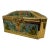 Hollywood Regency Gilt Metal Jewelry Casket With Turquoise Enamel Panels & Velvet Interior For Sale